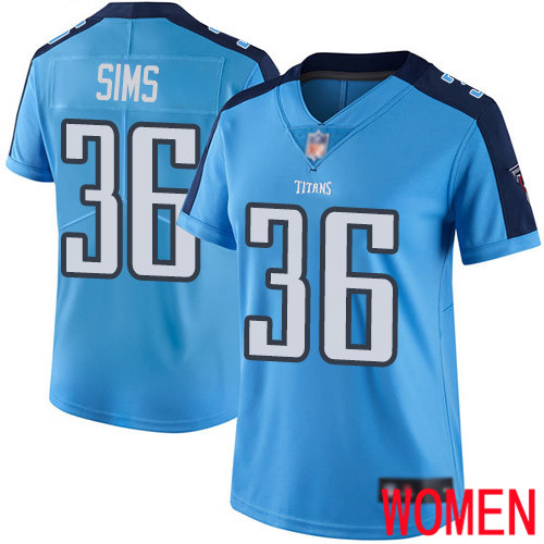 Tennessee Titans Limited Light Blue Women LeShaun Sims Jersey NFL Football #36 Rush Vapor Untouchable